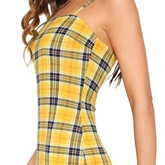 Women's Plaid Print Mini Cami Bodycon Dress. Size XS - Picture 2 of 8